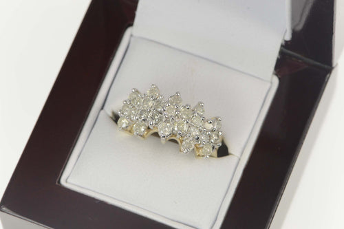 10K 1.00 Diamond Flower Cluster Statement Ring Size 6.5 Yellow Gold