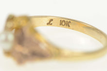 Load image into Gallery viewer, 10K Pearl Black Hills Leaf Ornate Statement Ring Size 6.5 Yellow Gold