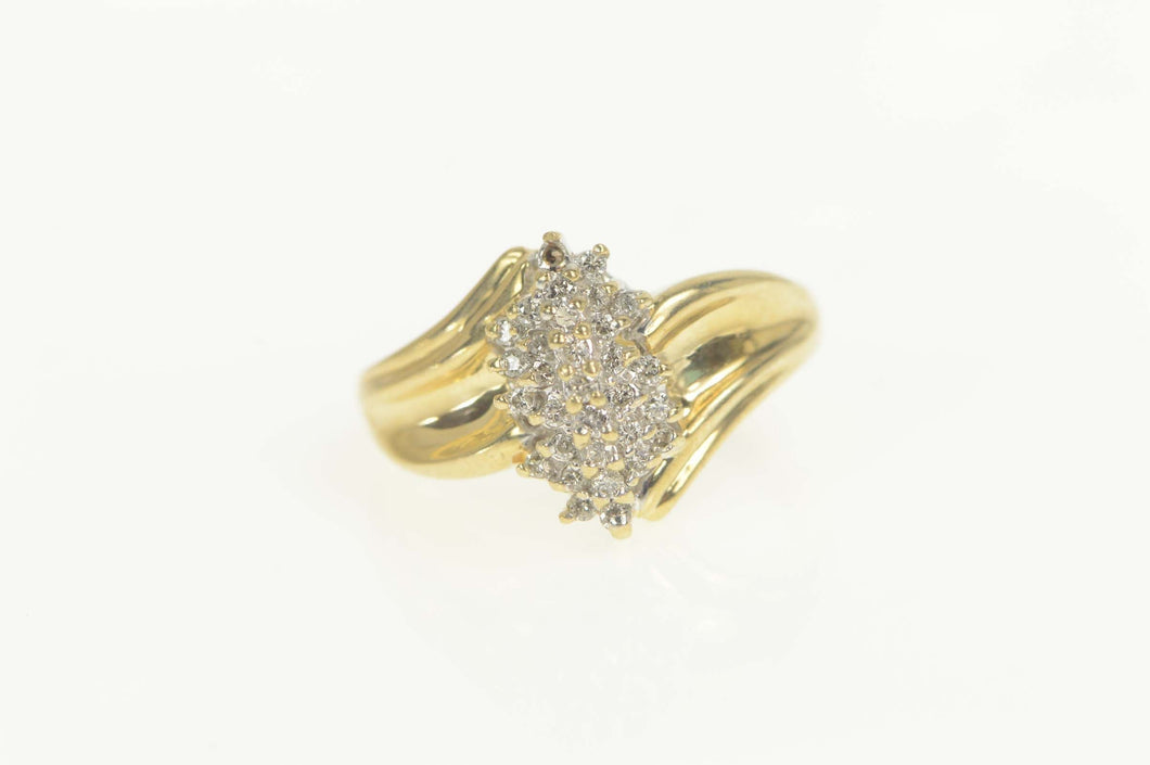 10K Diamond Cluster Classic Bypass Statement Ring Size 6.25 Yellow Gold