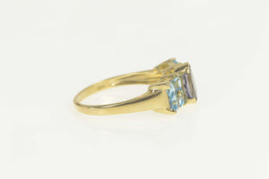 10K Amethyst Blue Topaz Accent Squared Statement Ring Size 8 Yellow Gold