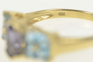 10K Amethyst Blue Topaz Accent Squared Statement Ring Size 8 Yellow Gold