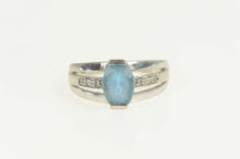 Load image into Gallery viewer, 14K Blue Topaz Diamond Accent Statement Ring Size 4.75 White Gold