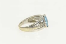 Load image into Gallery viewer, 14K Blue Topaz Diamond Accent Statement Ring Size 4.75 White Gold