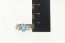 Load image into Gallery viewer, 14K Blue Topaz Diamond Accent Statement Ring Size 4.75 White Gold