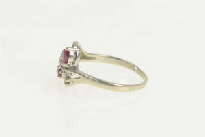14K Retro Ruby Emerald Diamond Bypass Ring Size 9.5 White Gold