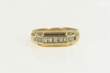 Load image into Gallery viewer, 10K Squared Grooved Diamond Wedding Band Ring Size 8 Yellow Gold