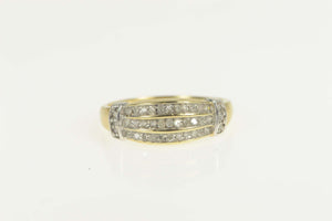 10K Diamond Tiered Channel Statement Band Ring Size 7 Yellow Gold