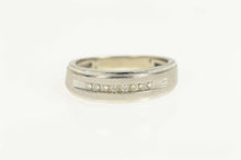 Load image into Gallery viewer, 10K Diamond Channel Grooved Wedding Band Ring Size 8 White Gold