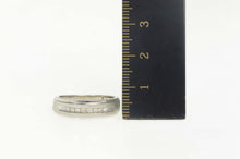 Load image into Gallery viewer, 10K Diamond Channel Grooved Wedding Band Ring Size 8 White Gold