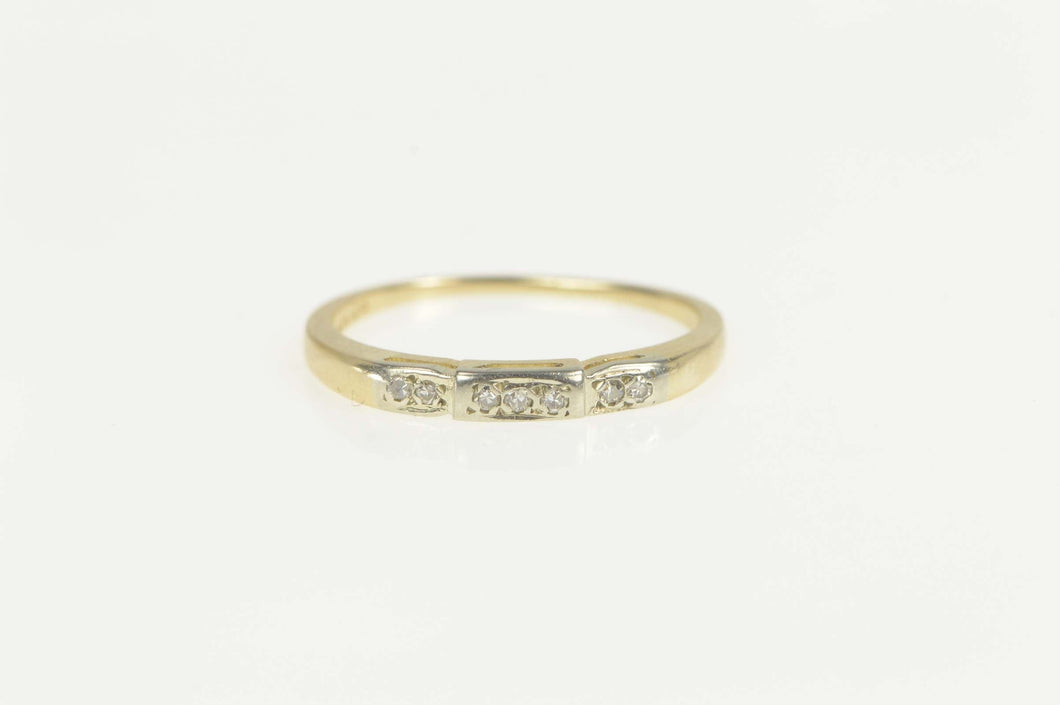 14K 1940's Diamond Classic Wedding Band Ring Size 6.25 Yellow Gold