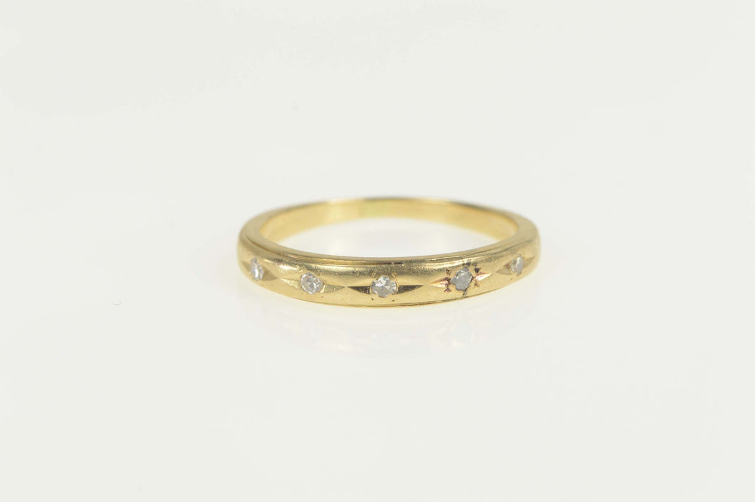 14K 1930's Diamond Rounded Wedding Band Ring Size 7 Yellow Gold