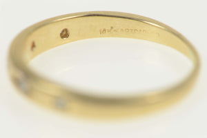 14K 1930's Diamond Rounded Wedding Band Ring Size 7 Yellow Gold