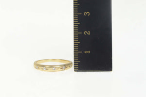 14K 1930's Diamond Rounded Wedding Band Ring Size 7 Yellow Gold