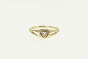 14K Diamond Inset Heart Love Symbol Toe Ring Size 2.5 Yellow Gold