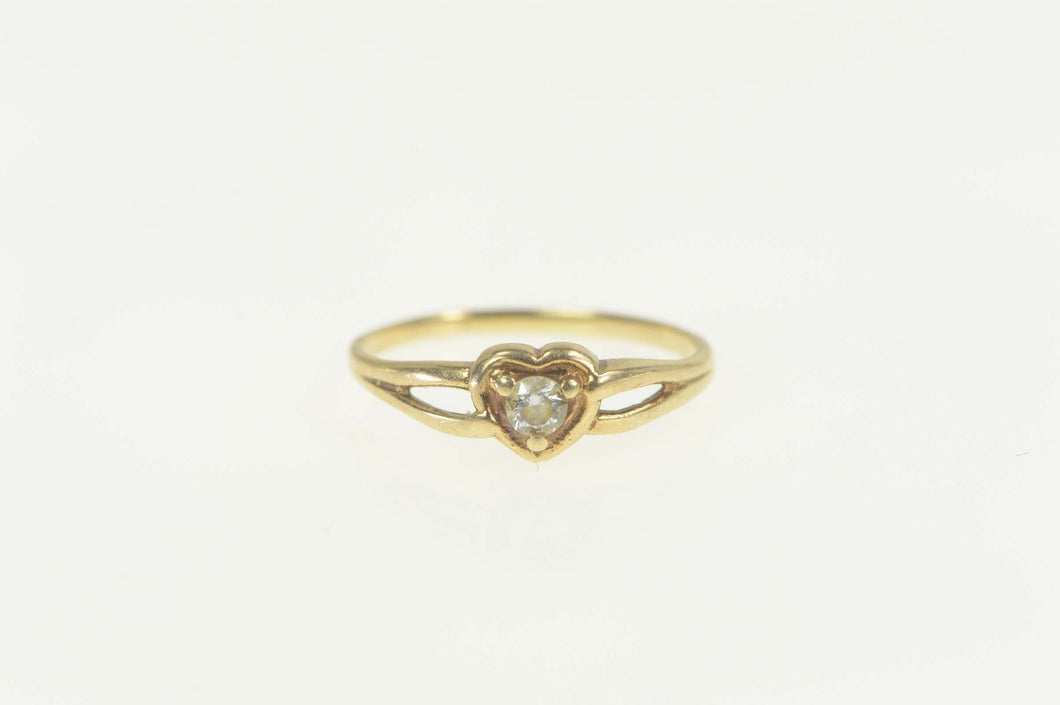 14K Diamond Inset Heart Love Symbol Toe Ring Size 2.5 Yellow Gold