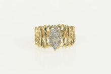 Load image into Gallery viewer, 14K Diamond Marquise Cluster Textured Band Ring Size 7.5 Yellow Gold