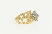 Load image into Gallery viewer, 14K Diamond Marquise Cluster Textured Band Ring Size 7.5 Yellow Gold