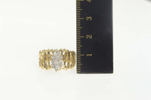 Load image into Gallery viewer, 14K Diamond Marquise Cluster Textured Band Ring Size 7.5 Yellow Gold