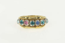 Load image into Gallery viewer, Sterling Silver 1960&#39;s Retro Sim. Topaz Emerald Scalloped Ring Size 7.5