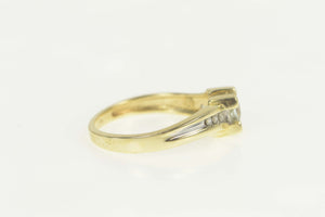 10K Faceted Cushion Aquamarine Wavy Two Tone Ring Size 8 Yellow Gold
