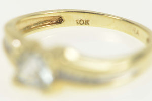 10K Faceted Cushion Aquamarine Wavy Two Tone Ring Size 8 Yellow Gold