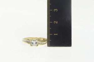 10K Faceted Cushion Aquamarine Wavy Two Tone Ring Size 8 Yellow Gold