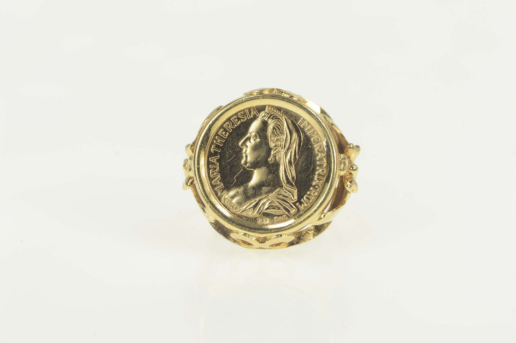 14K Maria Theresa Thaler Tribute Austrian Coin Ring Size 5.25 Yellow Gold