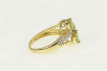 Load image into Gallery viewer, 14K Heart Peridot Diamond Accent Bypass Statement Ring Size 5.25 Yellow Gold