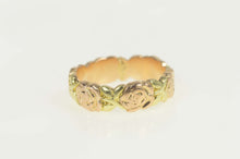 Load image into Gallery viewer, 14K Two Tone Ornate Rose Flower Pattern Band Ring Size 7.5 Rose Gold