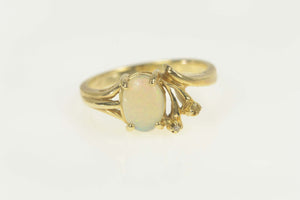 14K Natural Opal Diamond Accent Statement Ring Size 6.75 Yellow Gold