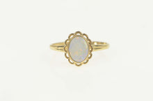 Load image into Gallery viewer, 10K Ornate Natural Opal Scalloped Halo Ring Size 6.25 Yellow Gold