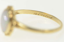 Load image into Gallery viewer, 10K Ornate Natural Opal Scalloped Halo Ring Size 6.25 Yellow Gold