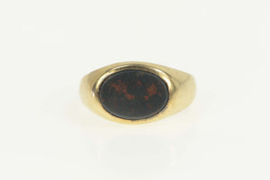 10K 1960's Retro Bloodstone Inlay Men's Ring Size 10.25 Yellow Gold