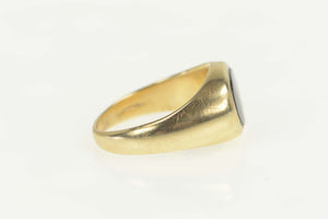 10K 1960's Retro Bloodstone Inlay Men's Ring Size 10.25 Yellow Gold