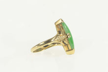 Load image into Gallery viewer, 18K Art Deco Etched Marquise Jade Dinner Ring Size 5 Yellow Gold