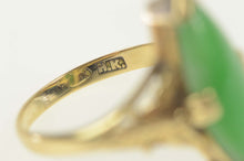 Load image into Gallery viewer, 18K Art Deco Etched Marquise Jade Dinner Ring Size 5 Yellow Gold