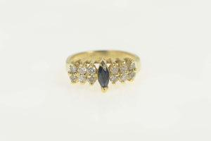 14K Marquise Sapphire Diamond Engagement Ring Size 4.75 Yellow Gold