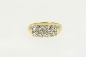 14K 1950's Squared Diamond Cluster Band Ring Size 7 Yellow Gold