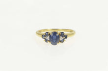 Load image into Gallery viewer, 14K Oval Sapphire Diamond Accent Engagement Ring Size 8 Yellow Gold