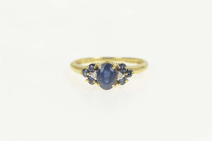 14K Oval Sapphire Diamond Accent Engagement Ring Size 8 Yellow Gold