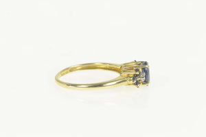 14K Oval Sapphire Diamond Accent Engagement Ring Size 8 Yellow Gold