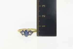 14K Oval Sapphire Diamond Accent Engagement Ring Size 8 Yellow Gold