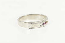 Load image into Gallery viewer, 14K Rainbow Sapphire Channel Men&#39;s Wedding Ring Size 14.75 White Gold