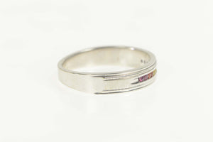 14K Rainbow Sapphire Channel Men's Wedding Ring Size 14.75 White Gold