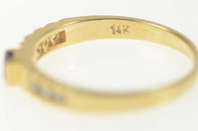 Load image into Gallery viewer, 14K Princess Sapphire Diamond Accent Statement Ring Size 6.5 Yellow Gold