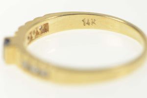14K Princess Sapphire Diamond Accent Statement Ring Size 6.5 Yellow Gold