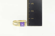 Load image into Gallery viewer, 14K Princess Amethyst Diamond Accent Statement Ring Size 6.75 Yellow Gold