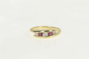 14K Ctw Natural Ruby Diamond Bypass Ring Size 4 Yellow Gold