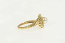 Load image into Gallery viewer, 10K Pearl Diamond Swirl Bypass Statement Ring Size 7 Yellow Gold