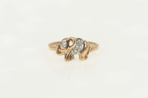 10K Diamond Elephant Animal Cute Statement Ring Size 4.75 Yellow Gold